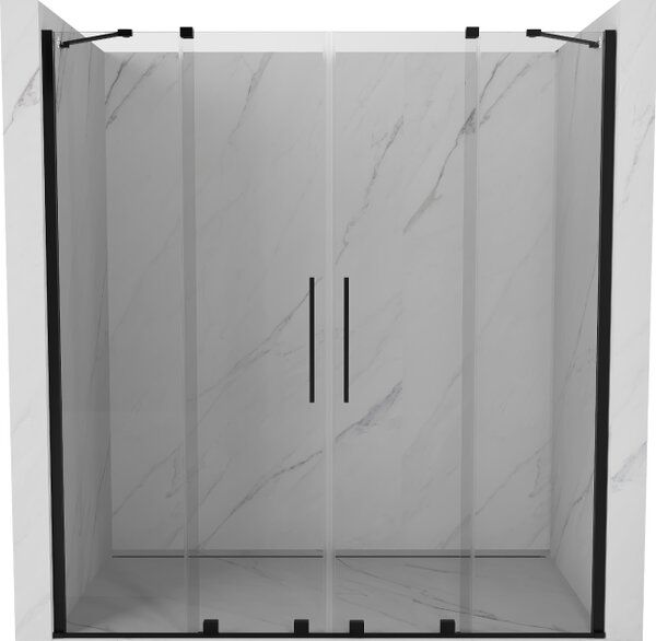Mexen Velar Διπλές συρόμενες πόρτες ντους 170 cm, διαφανείς, μαύρες - 871-170-000-02-70