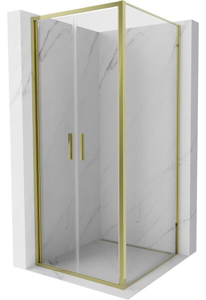 Mexen Exo καμπίνα ντουζιέρας ανοιγόμενη 90 x 90 cm, διάφανη, χρυσή - 814-090-090-50-00