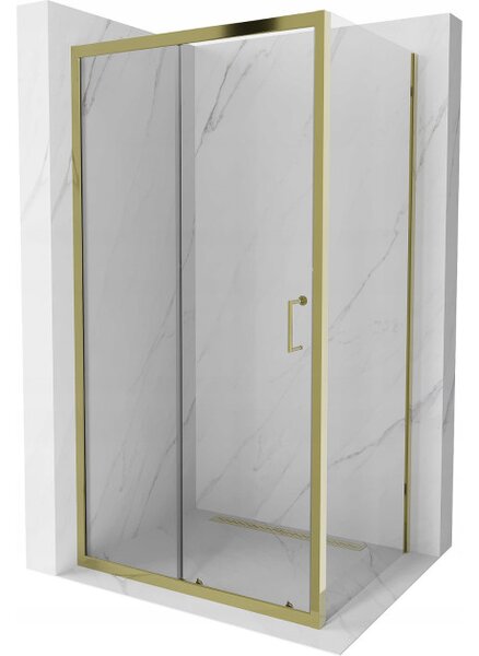Mexen Apia συρόμενη καμπίνα ντους 125 x 90 cm, διάφανη, χρυσή - 840-125-090-50-00