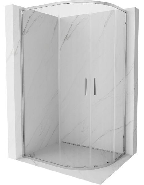 Mexen Exo ασύμμετρη συρόμενη κυρτή ντουζιέρα 90 x 80 cm, διαφανής, χρώμιο