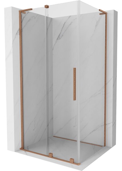 Mexen Velar L συρόμενη καμπίνα ντους 120 x 90 cm, διαφανής, βουρτσισμένος χαλκός