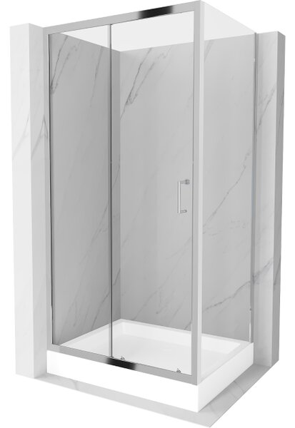 Mexen Apia συρόμενη καμπίνα ντους 100 x 80 cm, διαφανές, χρώμιο + ντουζιέρα Rio