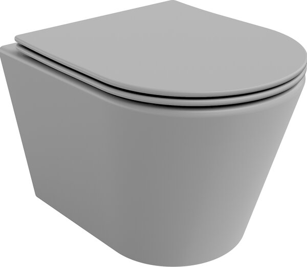 Mexen Rico λεκάνη τουαλέτας Rimless με αργά κλείσιμο slim, duroplast, ανοιχτό γκρι