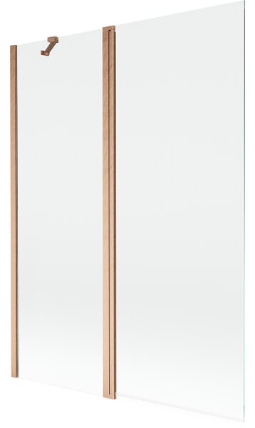 Mexen Mist δίφυλλο παραβάν μπανιέρας 130 x 150 cm, διάφανο, βουρτσισμένο χαλκό
