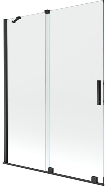 Mexen Velar παραβάν μπάνιου 2-πτυχωτό συρόμενο 130 x 150 cm, διάφανο, μαύρο