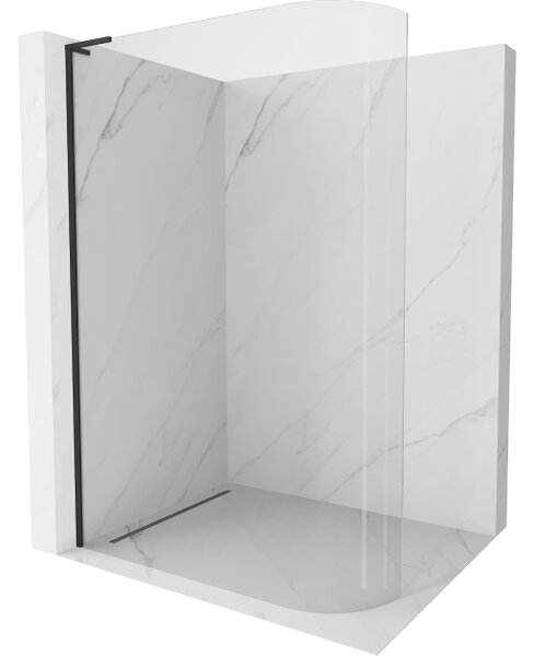 Mexen Kioto-R L Καμπυλωτή γυάλινη καμπίνα ντους Walk-in 120 x 200 cm, διαφανής, μαύρη
