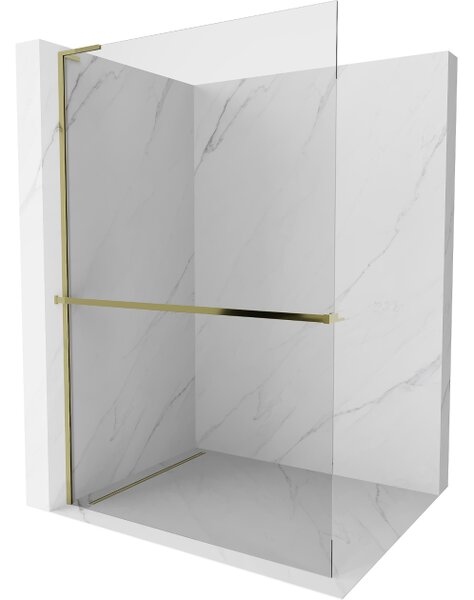 Mexen Kioto+ L καμπίνα ντους με ράφι Walk-in 65 x 200 cm, διάφανη, χρυσή - 800-065-123-50-00