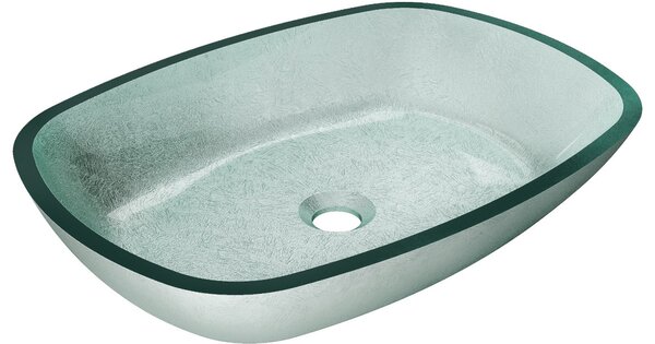 Mexen Araks γυάλινος επιτραπέζιος νιπτήρας 54 x 39 cm, ασημί - 24155411