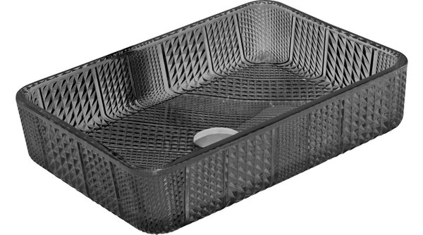 Mexen Akra γυάλινος νιπτήρας επάνω πάγκου 46 x 33 cm, μαύρος - 24024670