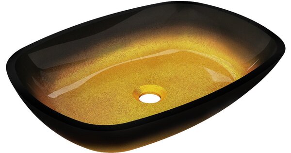 Mexen Araks γυάλινος νιπτήρας επιτραπέζιος 54 x 39 cm, σκοτεινό χρυσό - 24155451