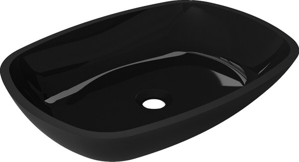 Mexen Araks γυάλινος επικαθήμενος νιπτήρας 54 x 39 cm, μαύρος - 24155470