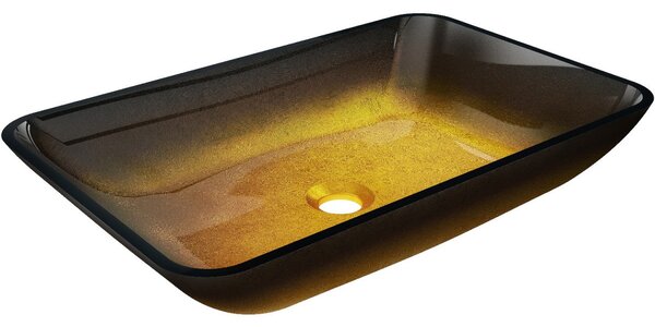 Mexen Megan γυάλινος νιπτήρας επιτραπέζιος 56 x 36 cm, σκούρο χρυσό - 24135651