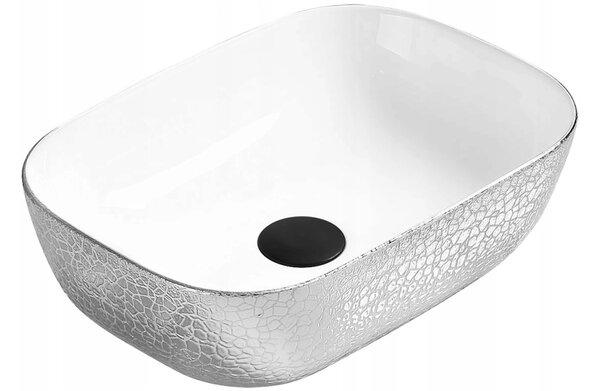 Mexen Rita νιπτήρας πάγκου 45 x 32 cm, λευκός/ασημί - 21084555