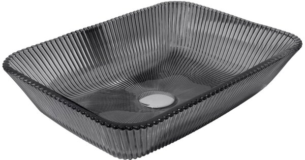 Mexen Tiva γυάλινος νιπτήρας επικάθησης 46 x 33 cm, μαύρος - 24184670