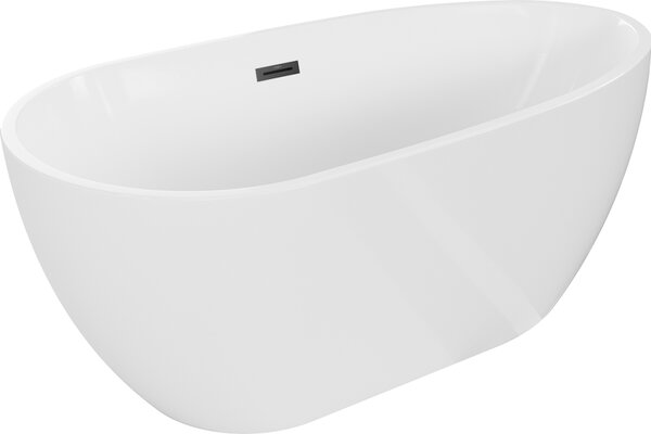 Mexen Eos μπανιέρα ελεύθερης τοποθέτησης 150 x 75 cm, λευκή, υπερχείλιση μαύρη