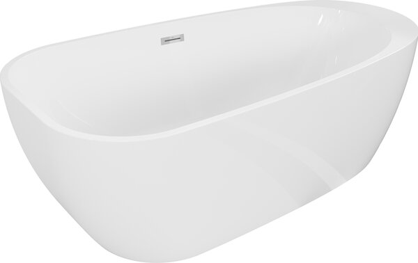 Mexen Giada ελεύθερη μπανιέρα 170 x 90 cm, λευκή γυαλιστερή, υπερχείλιση χρώμιο