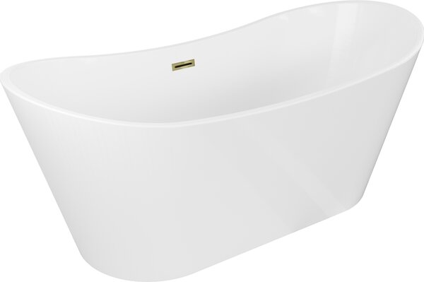 Mexen Montana λευκή ανεξάρτητη μπανιέρα 150 x 75 cm, με χρυσή υπερχείλιση