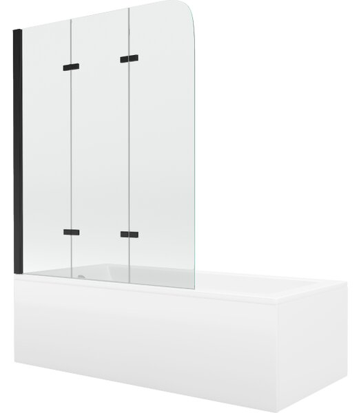 Mexen Cubik Ορθογώνια μπανιέρα 160 x 70 cm με περίβλημα και τρίφυλλο παραβάν 120