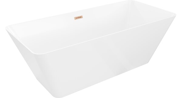 Mexen Velo Slim ελεύθερη μπανιέρα 170 x 75 cm, λευκό, με όβερφλοου χαλκού