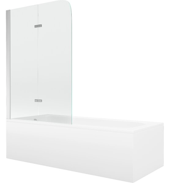 Mexen Vega ορθογώνια μπανιέρα 160 x 70 cm με πάνελ και δίφυλλο παραβάν 100 cm