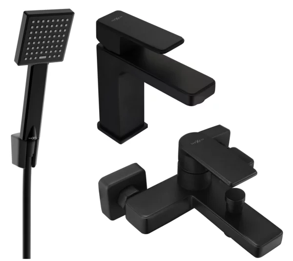 Mexen Mino Σετ μπάνιου R45, μαύρο - 72403R45-70