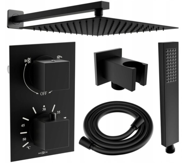 Mexen Cube DR02 ενδοδαπέδιο σετ ντους με κεφαλή ντους 30 εκ., μαύρο - 77502DR0230-70