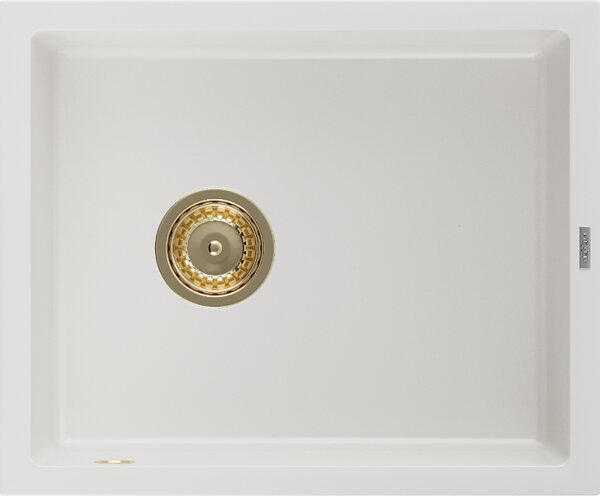 Mexen Pedro Νεροχύτης Γρανίτης 1 Θάλαμος 560 x 460 mm, Λευκός, Σιφόνι Χρυσό