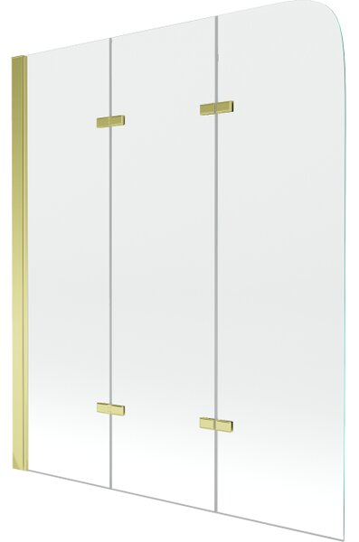 Mexen Felix παραβάν μπανιέρας 3 φύλλων 120 x 140 cm, διάφανο, χρυσό - 890-120-003-50-00