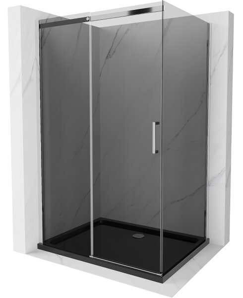 Mexen Omega συρόμενη καμπίνα ντους 100 x 80 cm, γραφίτης, χρώμιο + ντουζιέρα Flat