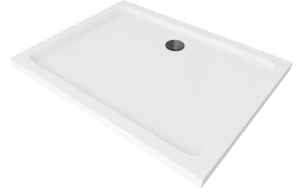 Mexen Flat Ορθογώνιος δίσκος ντους slim 100 x 80 cm, λευκός, σιφόνι μαύρο - 40108010B