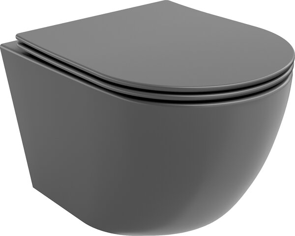 Mexen Lena λεκάνη τουαλέτας Rimless με καπάκι αργής πτώσης slim, duroplast, σκούρο