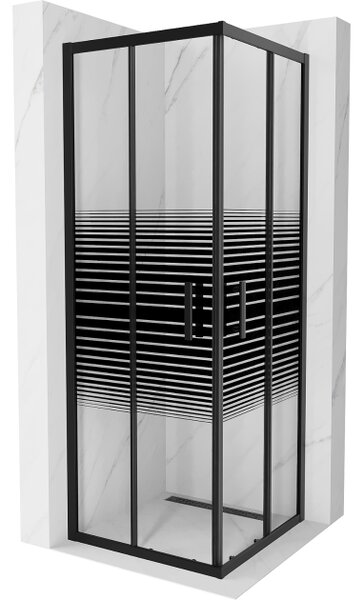 Mexen Rio τετράγωνη καμπίνα ντους 70 x 70 cm, μαύρες ρίγες, μαύρη - 860-070-070-70-20