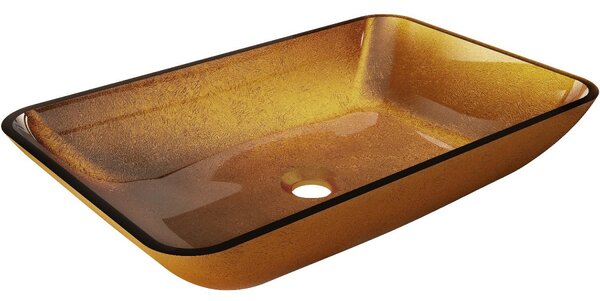 Mexen Megan γυάλινος νιπτήρας πάγκου 56 x 36 cm, χρυσός - 24135650