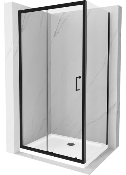Mexen Apia Πτυσσόμενη καμπίνα ντους 90 x 70 cm, διαφανής, μαύρη + ντουζιέρα Flat