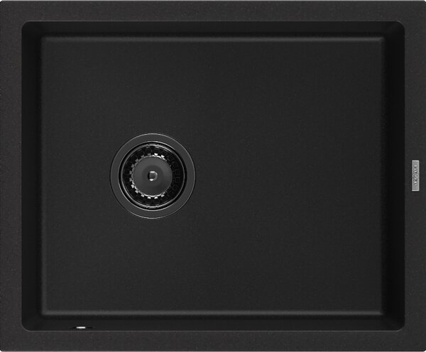 Mexen Pedro νεροχύτης γρανίτης 1-δοχείου 560 x 460 mm, μαύρος, σιφόν μαύρο