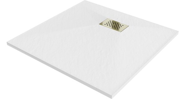 Mexen Hugo τετράγωνη ντουζιέρα SMC 80 x 80 cm, λευκή, χρυσό κάλυμμα - 42108080-G