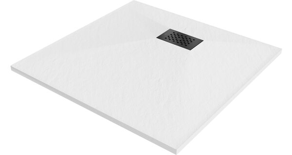 Mexen Hugo τετράγωνη ντουζιέρα SMC 80 x 80 cm, λευκή, μαύρη καλύπτρα - 42108080-B