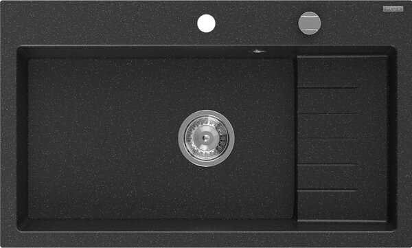 Mexen Omar νεροχύτης γρανίτης 1-θαλάμου 800 x 480 mm, μαύρο/ασημί μεταλλικό