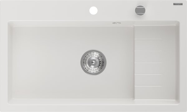 Mexen Omar νεροχύτης γρανίτης 1-διαμερίσματος 800 x 480 mm, λευκός, σιφόνι