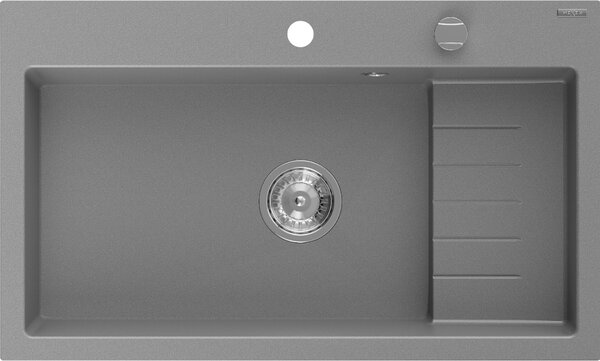 Mexen Omar Νεροχύτης γρανίτης 1-θέσεως 800 x 480 mm, γκρι, σιφόνι χρώμιο - 6520801005-71