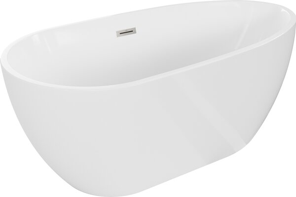 Mexen Eos ελεύθερη μπανιέρα 170 x 75 cm, λευκή, υπερχείλιση βουρτσισμένο