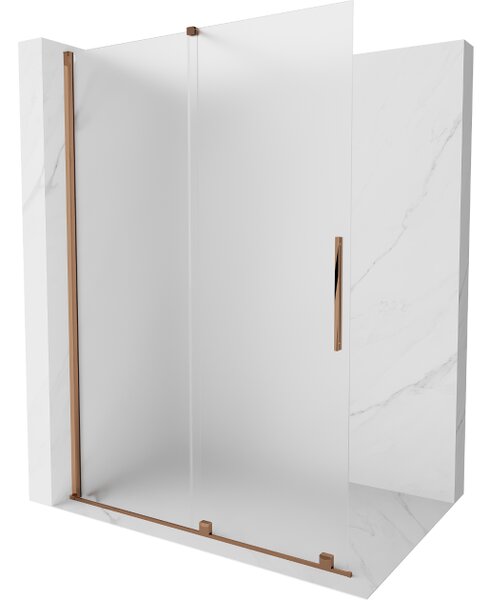 Mexen Velar Σύστημα ντους συρόμενη Walk-in 130 x 200 cm, παγετό 8 mm, ροζ χρυσό
