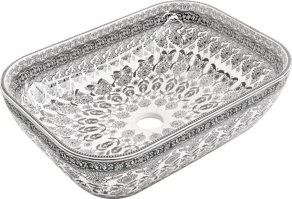 Mexen Rita νεροχύτης επιτραπέζιος 45 x 32 cm, λευκός/μαύρο σχέδιο - 21084586