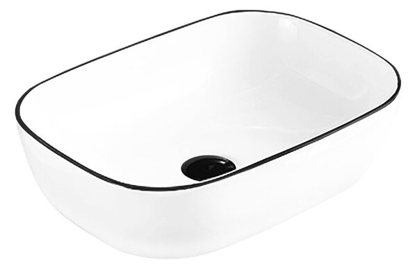 Mexen Rita νεροχύτης επιτραπέζιος 45 x 32 εκ., λευκός/μαύρος χείλος - 21084507