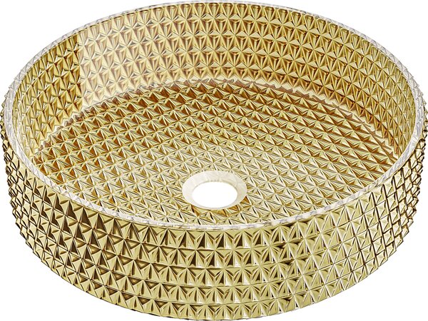 Mexen Aura γυάλινος νιπτήρας πάγκου 39 x 39 cm, χρυσός - 24013952