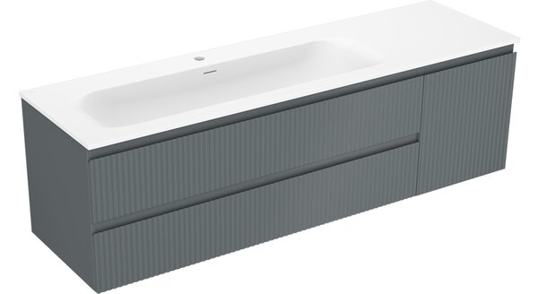 Mexen Rivel ντουλάπι μπάνιου 160 cm με νιπτήρα Vela αριστερό, 2S, 1D, αυλακωτό