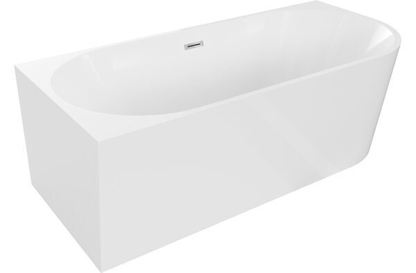 Mexen Mia γωνιακή αριστερή ελεύθερη μπανιέρα 140 x 75 cm, λευκή, υπερχείλιση