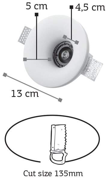 InLight Χωνευτό σποτ λευκό από γύψο 1XGU10 D:13cm (Χ0002)