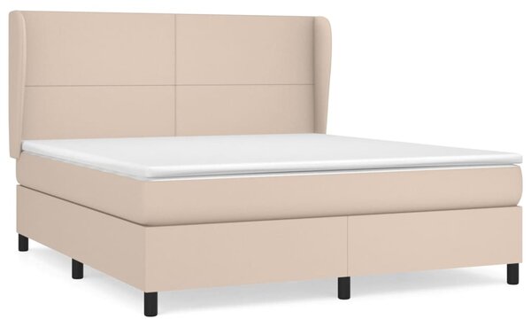 VidaXL Κρεβάτι Boxspring με Στρώμα Καπουτσίνο 160x200εκ.από Συνθ.Δέρμα