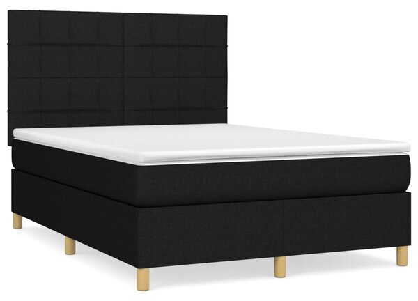 VidaXL Κρεβάτι Boxspring με Στρώμα Μαύρο 140x190 εκ. Υφασμάτινο